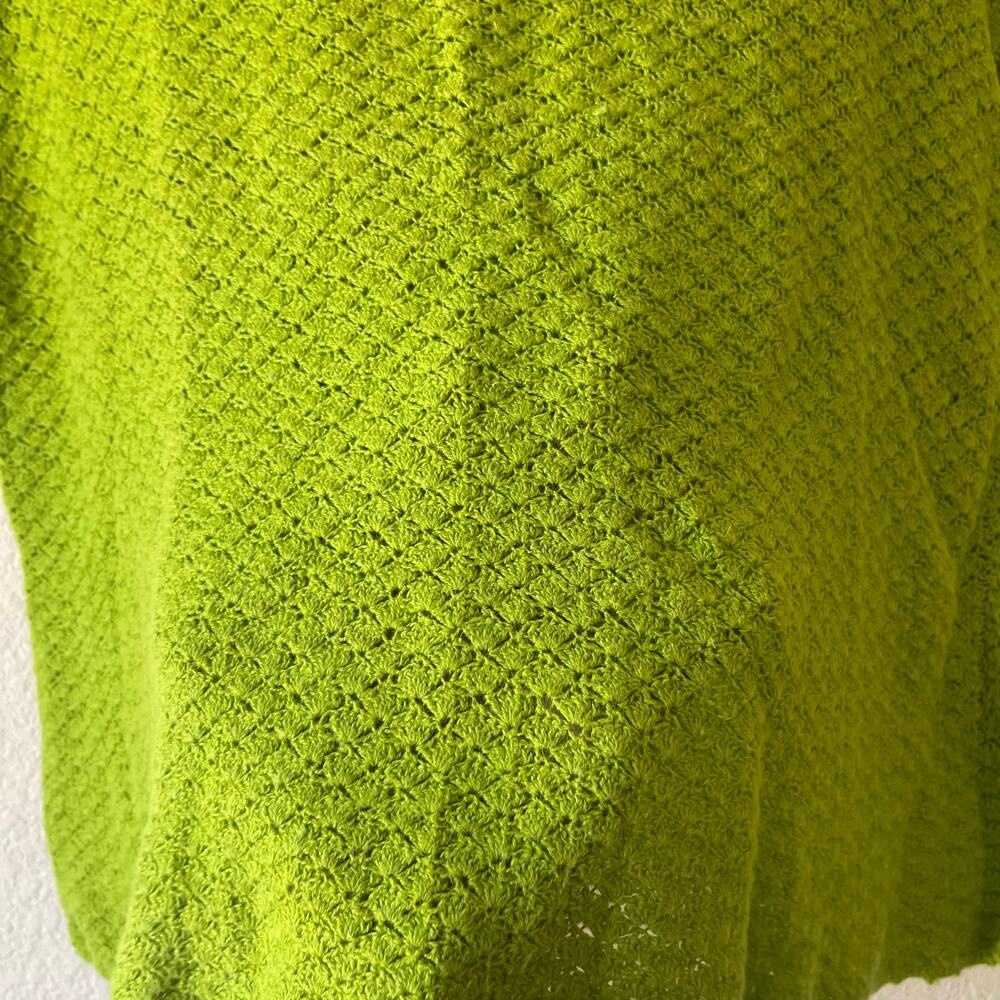 Vintage 90s Crochet Knit Sweater Top Lime Green Size XL - Picture 2 of 6